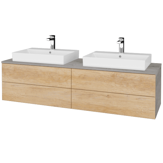 Waschtischunterschrank JOCKAM SZZ4 160 (Waschtisch Glance)  - D01 Beton - D15 Eiche Nebraska - Nein