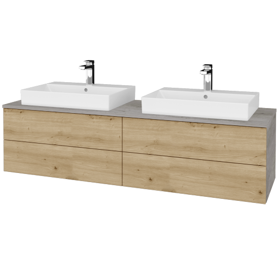 Waschtischunterschrank JOCKAM SZZ4 160 (Waschtisch Glance)  - D01 Beton - D22 Eiche Caramel - Nein