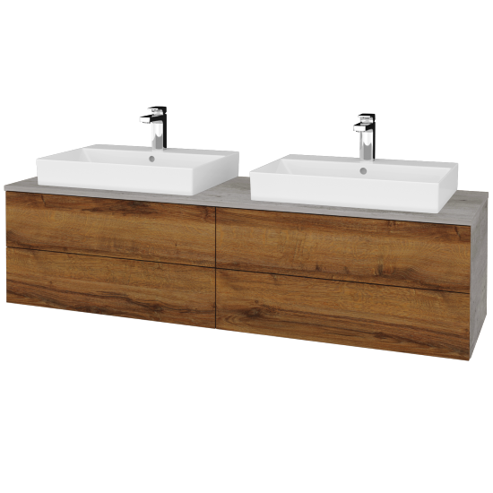 Waschtischunterschrank JOCKAM SZZ4 160 (Waschtisch Glance)  - D01 Beton - D27 Cognac - Nein