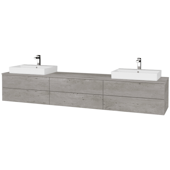 Waschtischunterschrank JOCKAM SZZ6 240 (Waschtisch Glance)  - D01 Beton - D01 Beton - Links + Rechts - Nein