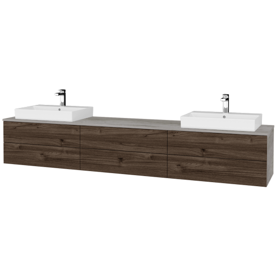 Waschtischunterschrank JOCKAM SZZ6 240 (Waschtisch Glance)  - D01 Beton - D25 Teak - Links + Rechts - Nein