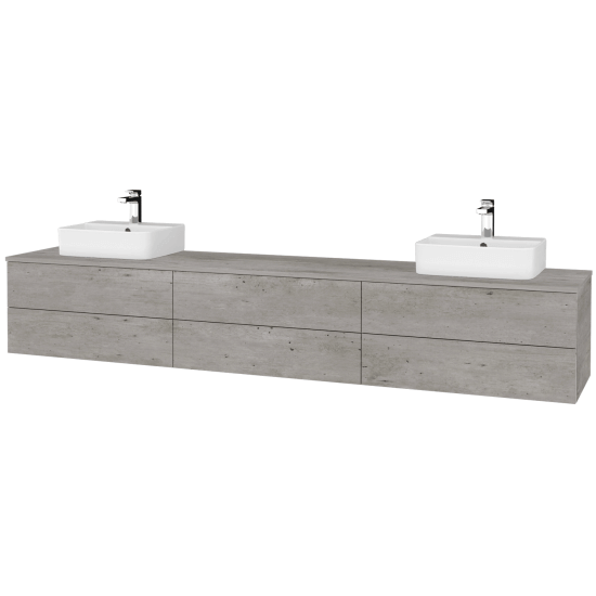 Waschtischunterschrank JOCKAM SZZ6 240 (Waschtisch Joy 3)  - D01 Beton - D01 Beton - Links + Rechts