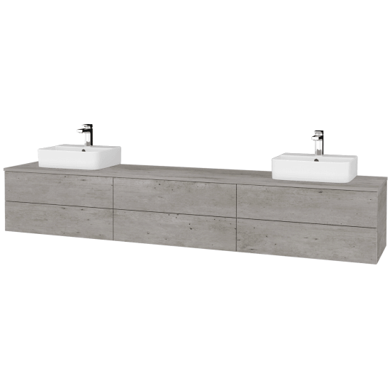Waschtischunterschrank JOCKAM SZZ6 240 (Waschtisch Joy 3)  - D01 Beton - D01 Beton - Links + Rechts - Nein