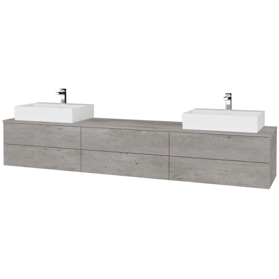 Waschtischunterschrank JOCKAM SZZ6 240 (Waschtisch Kube)  - D01 Beton - D01 Beton - Links + Rechts