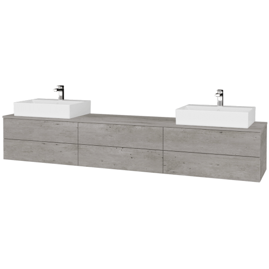 Waschtischunterschrank JOCKAM SZZ6 240 (Waschtisch Kube)  - D01 Beton - D01 Beton - Links + Rechts - Nein