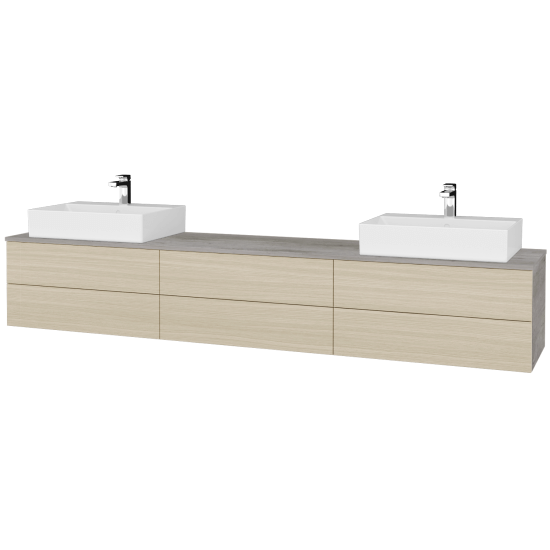 Waschtischunterschrank JOCKAM SZZ6 240 (Waschtisch Kube)  - D01 Beton - D04 Eiche - Links + Rechts - Nein