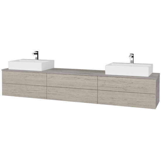 Waschtischunterschrank JOCKAM SZZ6 240 (Waschtisch Kube)  - D01 Beton - D05 Oregon - Links + Rechts - Nein