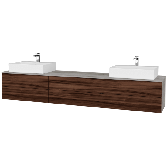 Waschtischunterschrank JOCKAM SZZ6 240 (Waschtisch Kube)  - D01 Beton - D06 Nussbaum - Links + Rechts - Nein