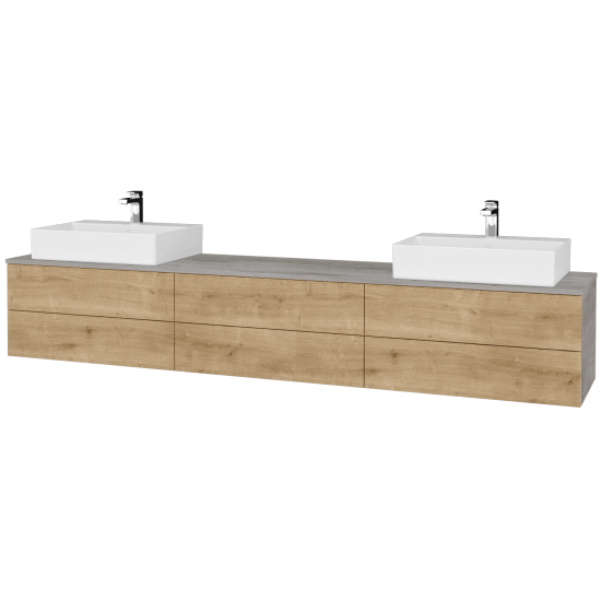 Waschtischunterschrank JOCKAM SZZ6 240 (Waschtisch Kube)  - D01 Beton - D09 Arlington - Links + Rechts - Nein