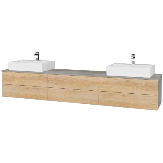 Waschtischunterschrank JOCKAM SZZ6 240 (Waschtisch Kube)  - D01 Beton - D15 Eiche Nebraska - Links + Rechts - Nein