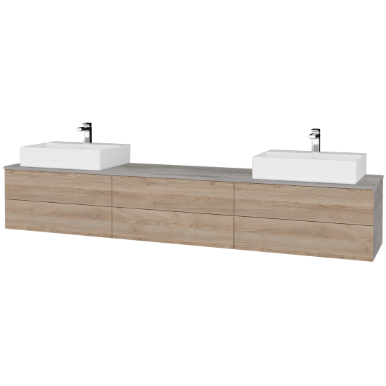 Waschtischunterschrank JOCKAM SZZ6 240 (Waschtisch Kube)  - D01 Beton - D17 Eiche Colorado - Links + Rechts - Nein