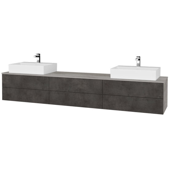 Waschtischunterschrank JOCKAM SZZ6 240 (Waschtisch Kube)  - D01 Beton - D16 Dark Beton - Links + Rechts - Nein