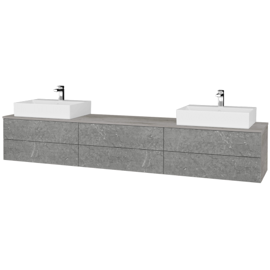 Waschtischunterschrank JOCKAM SZZ6 240 (Waschtisch Kube)  - D01 Beton - D20 Galaxy - Links + Rechts - Nein