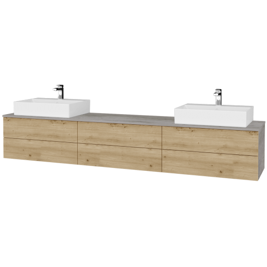 Waschtischunterschrank JOCKAM SZZ6 240 (Waschtisch Kube)  - D01 Beton - D22 Caramel - Links + Rechts - Nein