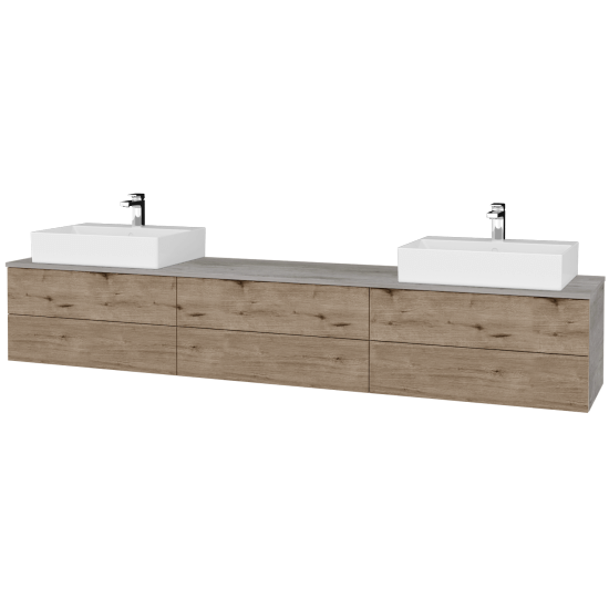 Waschtischunterschrank JOCKAM SZZ6 240 (Waschtisch Kube)  - D01 Beton - D23 Herkules - Links + Rechts - Nein