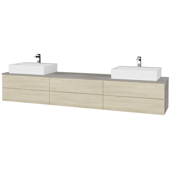Waschtischunterschrank JOCKAM SZZ6 240 (Waschtisch Kube)  - D01 Beton - D24 Ohio - Links + Rechts - Nein