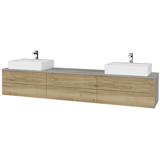 Waschtischunterschrank JOCKAM SZZ6 240 (Waschtisch Kube)  - D01 Beton - D26 Ontario - Links + Rechts - Nein