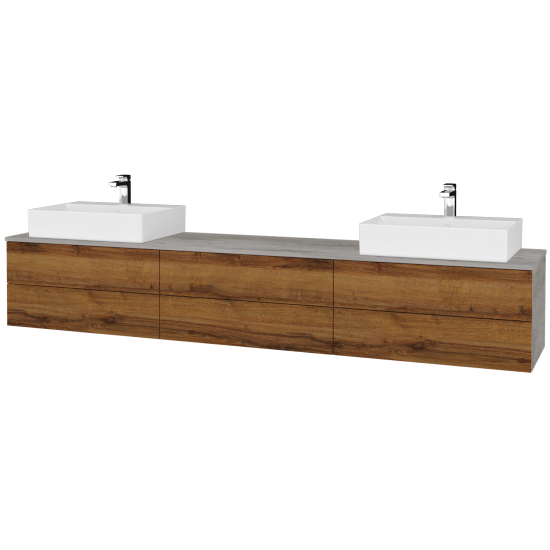 Waschtischunterschrank JOCKAM SZZ6 240 (Waschtisch Kube)  - D01 Beton - D27 Cognac - Links + Rechts - Nein