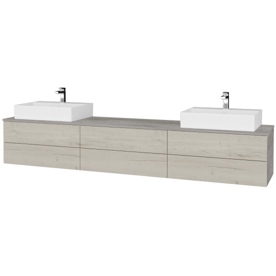 Waschtischunterschrank JOCKAM SZZ6 240 (Waschtisch Kube)  - D01 Beton - D28 Alberta - Links + Rechts - Nein