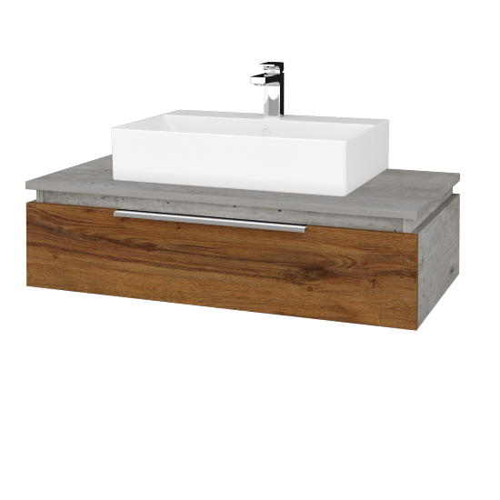 Waschtischunterschrank GLOBE SZZ 100 (Abdeckplatte aus LSPT)  - D01 Beton - D27 Cognac