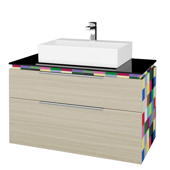Badezimmerschrank GLOBE SZZ2 100 (Abdeckplatte aus Glas)  - IND Individual - D04 Eiche