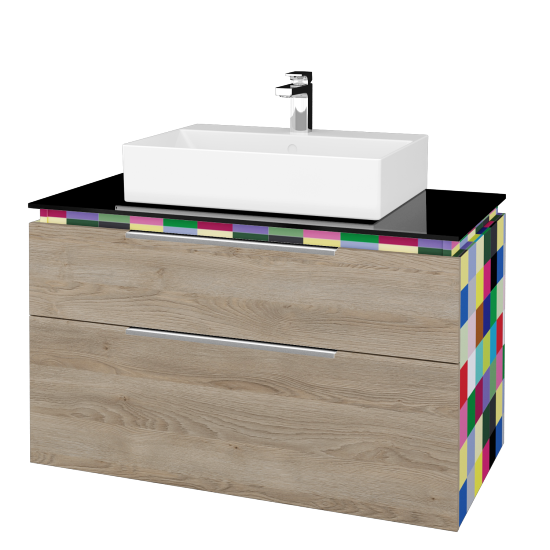 Badezimmerschrank GLOBE SZZ2 100 (Abdeckplatte aus Glas)  - IND Individual - D17 Eiche Colorado