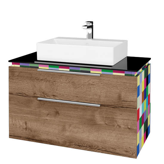 Badezimmerschrank GLOBE SZZ2 100 (Abdeckplatte aus Glas)  - IND Individual - D21 Tobacco