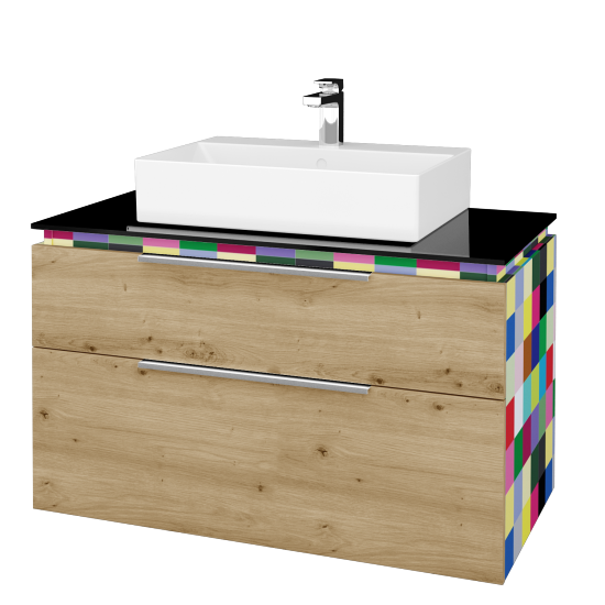 Badezimmerschrank GLOBE SZZ2 100 (Abdeckplatte aus Glas)  - IND Individual - D22 Caramel