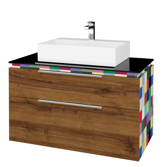 Badezimmerschrank GLOBE SZZ2 100 (Abdeckplatte aus Glas)  - IND Individual - D27 Cognac