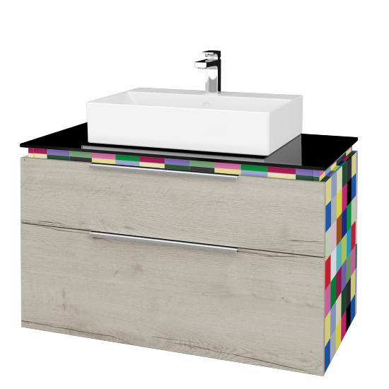 Badezimmerschrank GLOBE SZZ2 100 (Abdeckplatte aus Glas)  - IND Individual - D28 Alberta