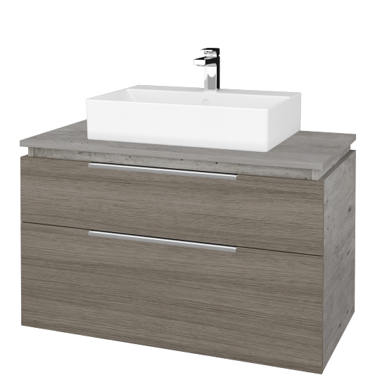 Waschtischunterschrank GLOBE SZZ2 100 (Abdeckplatte aus LSPT)  - D01 Beton - D03 Cafe