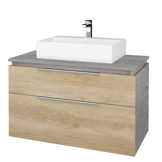 Waschtischunterschrank GLOBE SZZ2 100 (Abdeckplatte aus LSPT)  - D01 Beton - D15 Eiche Nebraska