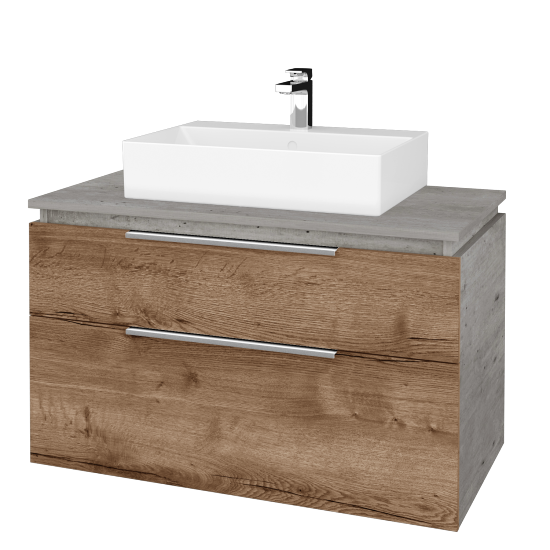 Waschtischunterschrank GLOBE SZZ2 100 (Abdeckplatte aus LSPT)  - D01 Beton - D21 Tobacco