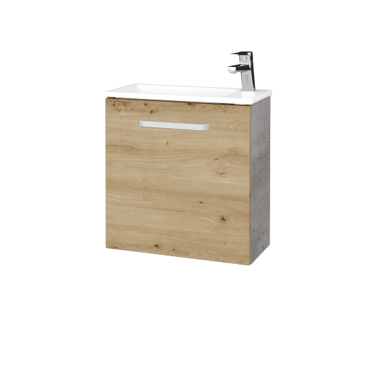 Waschtischunterschrank VERDE SZD 50  - D01 Beton - Griffes T01 - D22 Caramel - Links