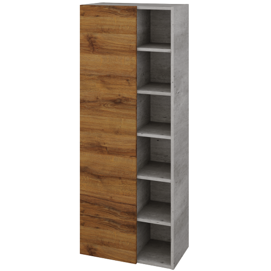 Hochschrank UNI SVDO6 60  - D01 Beton - D27 Cognac - Links