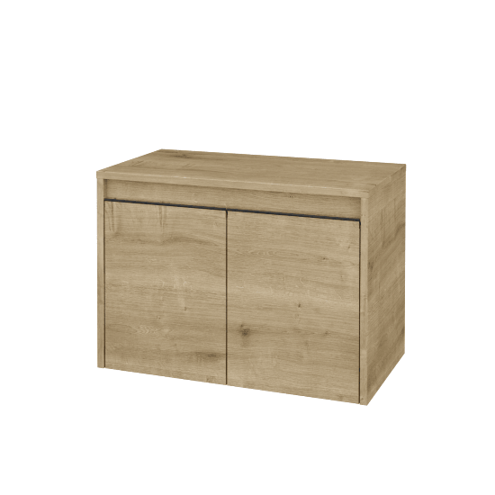 Waschtischunterschrank LIORA SZD2 70  - D09 Eiche Arlington - Griffes T33 - Schwarz matt - D09 Arlington