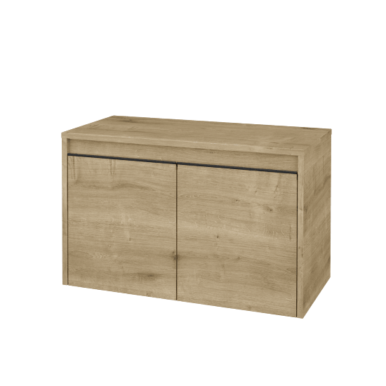 Waschtischunterschrank LIORA SZD2 80  - D09 Eiche Arlington - Griffes T33 - Schwarz matt - D09 Arlington
