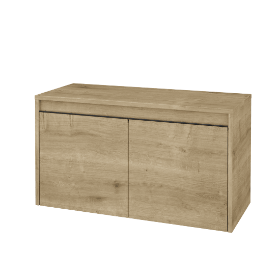 Waschtischunterschrank LIORA SZD2 90  - D09 Eiche Arlington - Griffes T33 - Schwarz matt - D09 Arlington