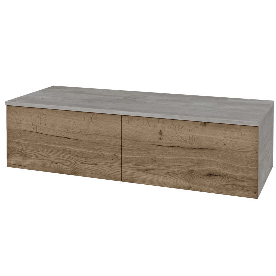 Waschtischunterschrank JOCKAM SZZ12 120 (ohne Waschtisch)  - D01 Beton - D21 Tobacco - Links - Nein
