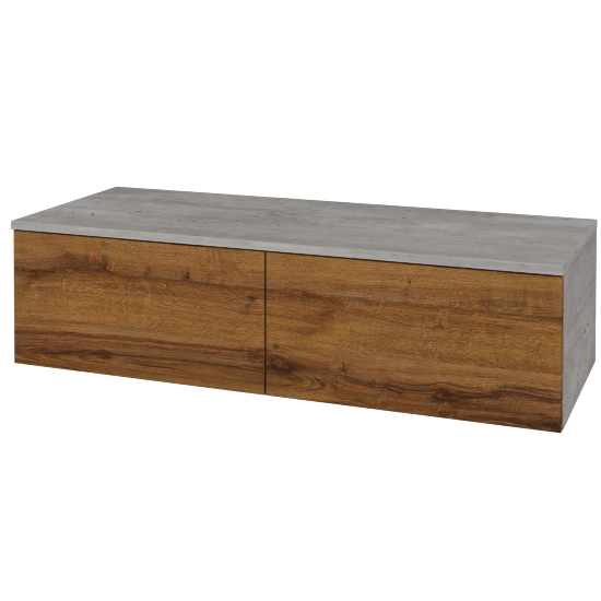 Waschtischunterschrank JOCKAM SZZ12 120 (ohne Waschtisch)  - D01 Beton - D27 Cognac - Links - Nein