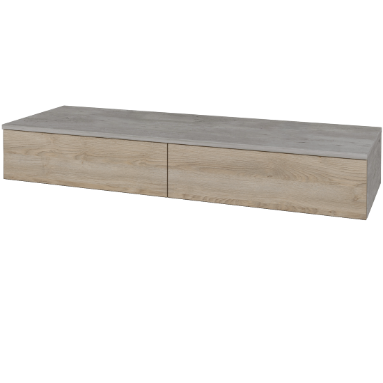 Waschtischunterschrank JOCKAM SZZ2 140 (ohne Waschtisch)  - D01 Beton - D17 Eiche Colorado - Nein