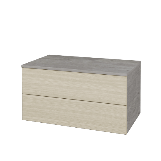 Waschtischunterschrank JOCKAM SZZ2 80 (ohne Waschtisch)  - D01 Beton - D04 Eiche - Nein