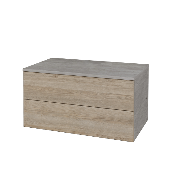 Waschtischunterschrank JOCKAM SZZ2 80 (ohne Waschtisch)  - D01 Beton - D17 Eiche Colorado - Nein