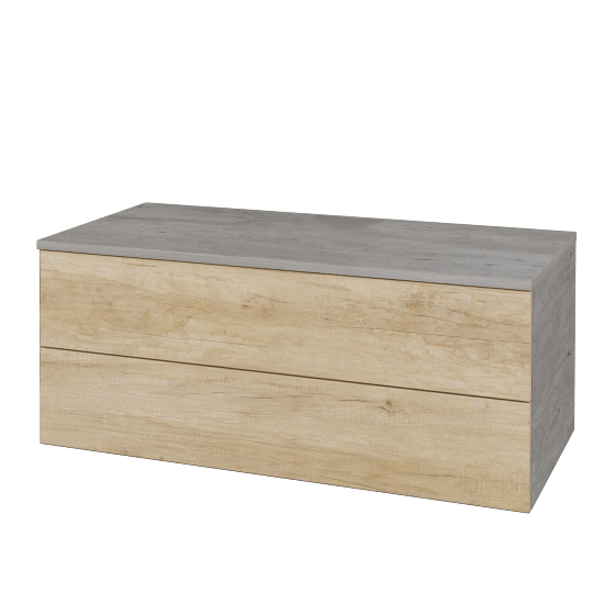 Waschtischunterschrank JOCKAM SZZ2 100 (ohne Waschtisch)  - D01 Beton - D15 Eiche Nebraska - Nein