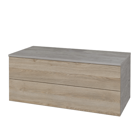 Waschtischunterschrank JOCKAM SZZ2 100 (ohne Waschtisch)  - D01 Beton - D17 Eiche Colorado - Nein