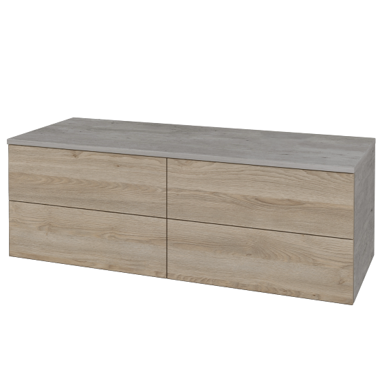 Waschtischunterschrank JOCKAM SZZ4 120 (ohne Waschtisch)  - D01 Beton - D17 Eiche Colorado - Links - Nein