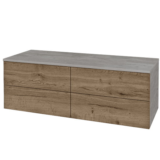 Waschtischunterschrank JOCKAM SZZ4 120 (ohne Waschtisch)  - D01 Beton - D21 Tobacco - Links - Nein