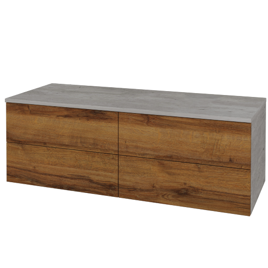 Waschtischunterschrank JOCKAM SZZ4 120 (ohne Waschtisch)  - D01 Beton - D27 Cognac - Links - Nein