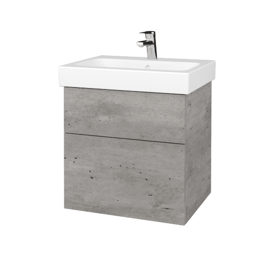 Waschtischunterschrank NEXT SZZ2 60 (Waschtisch Geberit iCon)  - D01 Beton - Grifflose Ausführung T00 (ohne Bohrungen für Griffe) - D01 Beton