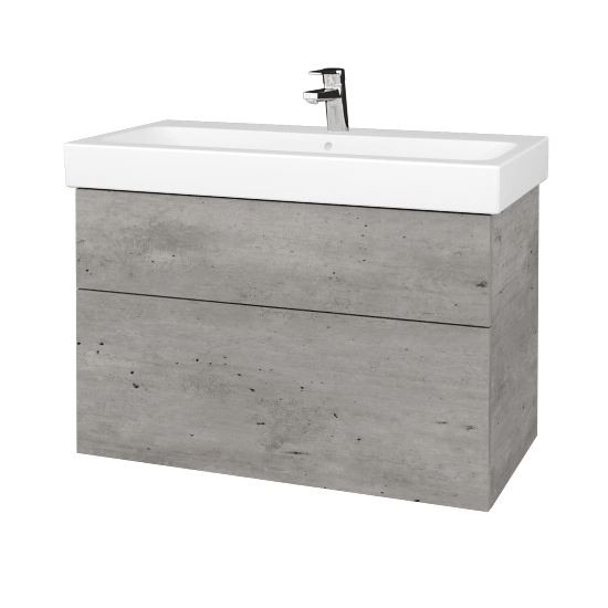 Waschtischunterschrank NEXT SZZ2 90 (Waschtisch Geberit iCon)  - D01 Beton - Griffes T00 - D01 Beton